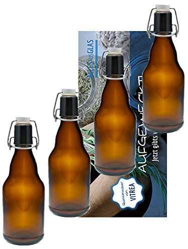 Vitrea 10er Set Bügelflaschen Bügelflasche Glasflaschen 330ml Braun mit Bügelverschluss zum Selbstbefüllen Bier Bierflaschen Bierflasche
