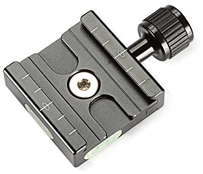 Neewer Aluminium 50mm Schnellwechselplatte QR Klemme 3/8-Zoll mit 1/4-Zoll-Adapter und eingebauter Wasserwaage für Benro Acratech Kirk Wimberley Gitzo Manfrotto RRS Arca Swiss und andere