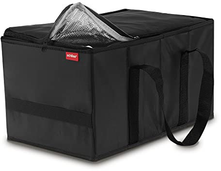achilles Kühlkorb, Einkaufstasche mit Kühlfunktion, Tasche mit Kühleinsatz, Faltbare Kühlbox, Kühl-Klappbox, Thermo-Einkaufskorb, 37 cm x 23 cm x 21 cm (Schwarz)