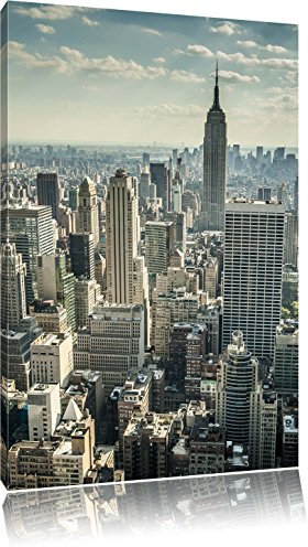 Pixxprint New York bei Tag, Größe: 120x80cm, Leinwandbild, fertig gespannt, Wandbild, Dekoration, Kunstdruck, kein Poster
