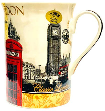 The Leonardo Collection New London Fine China Mug for Hot Drinks | Fine China Printed Coffee Cups for Kitchen & Home | Reusable Tea and Coffee Mugs for Every Occasion & All Type of Drinks