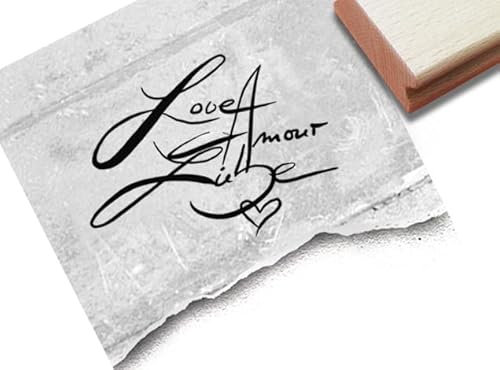 Stempel Love Amour Liebe - Textstempel Valentinstag Hochzeit Karten Einladung Tischdeko Gastgeschenk Basteln Fotobuch Scrapbook - zAcheR-fineT