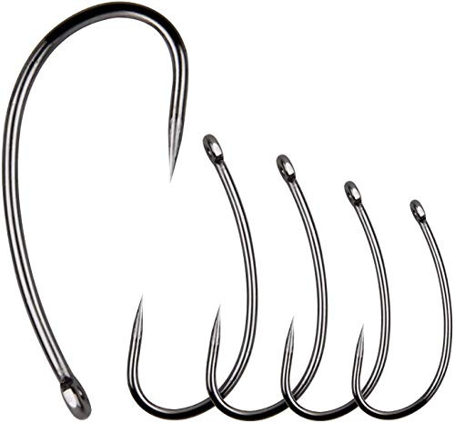 Curve Shank Karpfenhaken, Angeln Barbless Karpfenhaken - 100 Stück Kohlenstoffstahl Haken Kreis Kurve Schaft Jigs Angelgerät Kit Größen #2#4#6#8#10