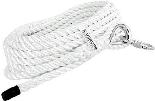 Kanirope LIFTPRO - Cuerda de ascensor (poliéster, 18 mm, 10 m, con guardacabos y mosquetón), color blanco