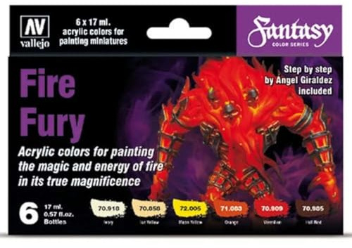 AV Vallejo Model Color Set Fire Fury (6), Model paints, VAL70243