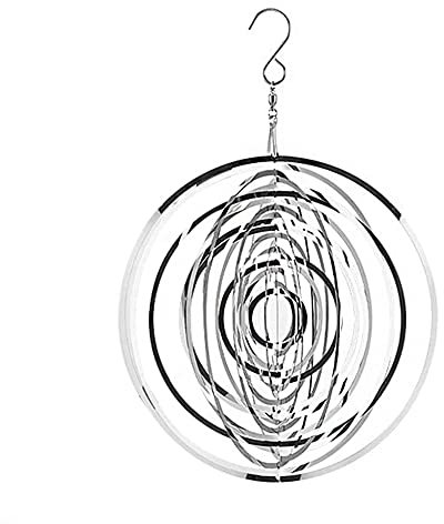 Tiardey 3D Metall Wind Spinner Rotierend Flie?end-Lichteffekt Design Windspiele Hausgarten Dekoration Outdoor Geschenk Gl?nzend - Rund