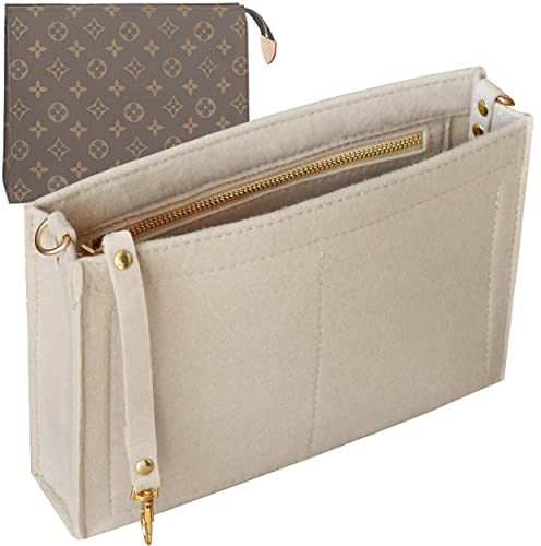 Soyizom Kulturbeutel 19 26 Beutel Organizer Einsatz zum Kosmetik-Organizer,Filz Geldbörsen Organizer Einsatz Damen Tote Handtasche Liner Taschenorganizer(Klein-19,Beige)