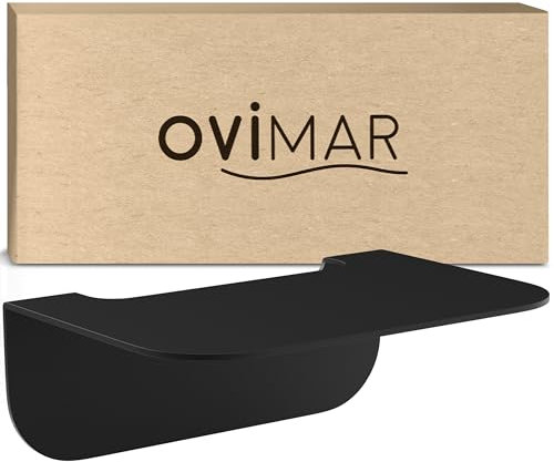 ovimar Badablage Gimsoya | Edelstahl | schwarz matt | ohne Bohren | schwarz matt | hängend im Bad oder in der Küche | zur Ablage oder als kleines Regal von von diversen Bad Utensilien oder Bad Deko