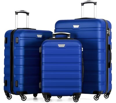 COOLIFE 3-Teiliges Kofferset für Familienreisen, M+L+XL, ABS+PC,Hartschale | Mit 360° Spinner Räder, TSA Schloss, YKK Reißverschluss, leicht robuster, für Auslandsreisen, Urlaub am Meer und Kreuzfahrten