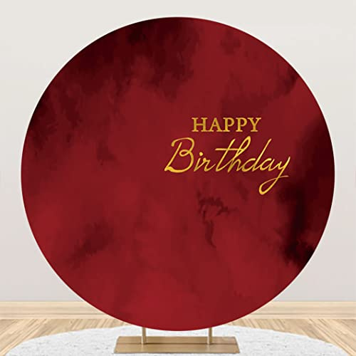 SDOTPMT Diametro 2m Rosso Girare Sfondo Coperchio per Felice Compleanno Baby doccia Nozze Festa Banner Torta Tinta unita Astratto Cerchio Fotografia Sfondo