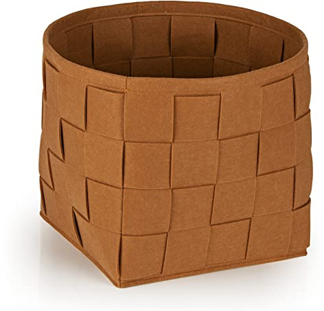 N8WERK Filz-Aufbewahrungskorb 32x32x32cm | Ideal zur Aufbewahrung von Kaminholz & Zeitschriften | Strapazierfähig & vielseitig | Faltbarer Aufbewahrungskorb passend für Regale [Rostbraun]