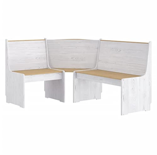 Bussandri Exclusive - Eckbank 151 cm Honigbraun und Weiß Massivholz Kiefer