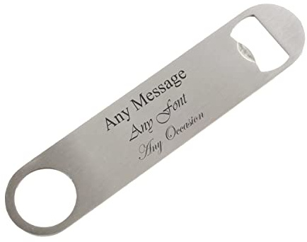 Personalised Engraved Large Stainless Steel Bar Blade, Durable Bottle Opener, Any Message Design, Fathers Day Gift, Gift for Him, Birthday, Home Bar Accessory, Engraved in The UK