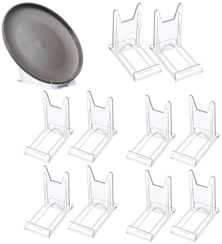 trabag 12 Stück Acryl Ständer, Transparent Kunststoff Tellerständer, Tellerhalter Verstellbar, Dekotellerhalter Tellerständer, Acryl Ständer für Elektronische Produkte Fotodisplays