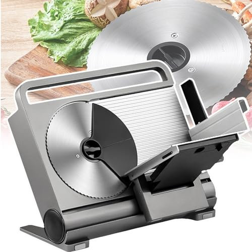 Cortadora De Carne EléCtrica Comercial | Cortadora De Alimentos Plegable 200w Con Cuchillas Acero Inoxidable, Espesor Ajustable 1-15mm, Cortadora Carne/Queso Para Barbacoa Hot Pot Shabu,Silver