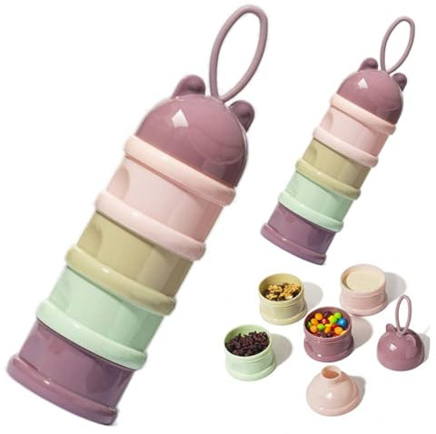 JYJLLM 2 Pcs Milk Powder Dispenser，Formula Powder pots，with 4 Separate Twist,Portable Formula Milk Storage Container Milk Powder Dispenser Container for Travel and Outdoor Activities