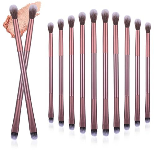 Juego de 12 pinceles de sombra de ojos, doble cabeza, pincel de maquillaje de ojos, pincel dorado para sombra de ojos, corrector, corrector, corrector, iluminador, polvo suelto