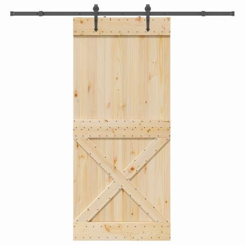 vidaXL Porte coulissante et kit de quincaillerie 100x210 cm pin Massif