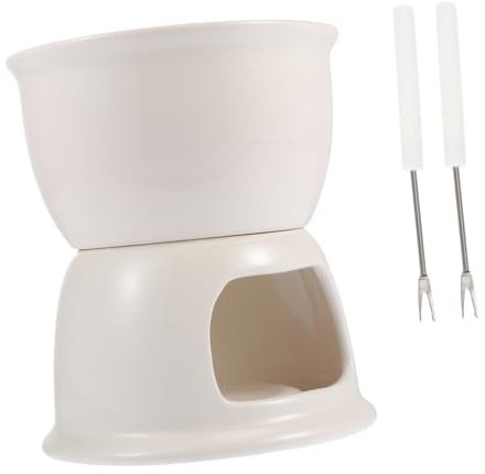 WATIIFUFU 1 Set Forno per Sciogliere Il Cioccolato Mestoli per Fonduta di Cioccolato Mini Scaldaburro Fornello Caldo Melting Pot per Cioccolato Fai da Te Fonduta di Gelato Bianca Ceramica