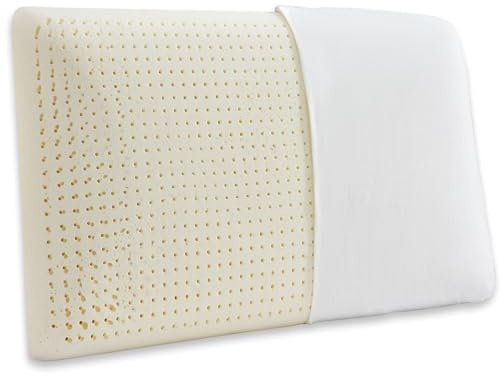 Talalay Latex Pillow, Medium Soft Latex Foam Pillow for Sleeping, Standard Size Bed Pillow for Back with Removable Cotton Inner Cover, Side and Stomach Sleepers, Helps Relieve Shoulder and Neck Pain
