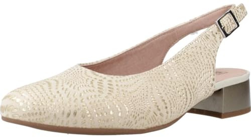 PITILLOS 10451 Salón talón Abierto con tacón bajo y Cierre de Hebilla para: Mujer Color: Oro Talla: 38