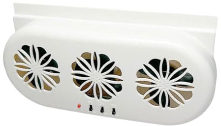 HEALEEP Car Window Exhaust Fan with Usb Three Air Outlet Design for Air Circulation and Cooling All Vehicles Portable Vehicle Radiator Vent White