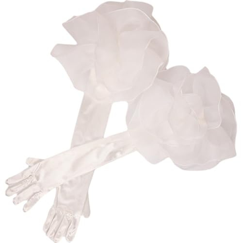 Baokuan Handschuhe, Braut- Und Hochzeitshandschuhe, Abendhandschuhe Armstulpen, Einfarbige Handschuhe Organza-rüschen, Elegant Für Die Abendparty
