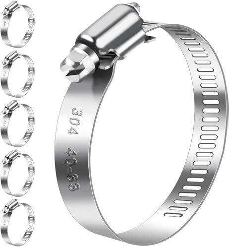 Bolatus Schlauchschellen 40-63mm, 6 Stk Schlauchklemme Edelstahl 304 | Einstellbare Schraubschellen, Rohrschellen Sortiment für Poolschlauch, Absaugschlauch, Förderschlauch