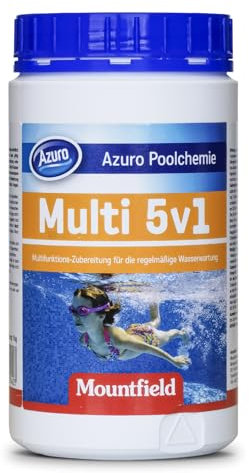 Azuro Multi 5in1 Chlortabletten für Pool – Pooltabs Multitabs 5 in 1 mit Chlor – Desinfektion, pH-Regulierung, Flockung, Wasserenthärtung & Algenverhütung – 100% (1 KG)
