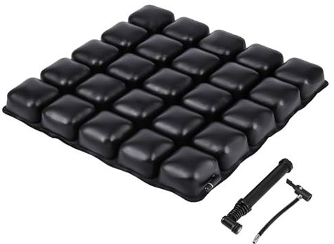 Mathgetin Uppblåsbar luftsittkudde, justerbar tryckavlastande sittdyna för svanskota och ischias, bärbar luftsittdyna – för rullstol, bil, kontor och hem (L – 45 cm x 45 cm)