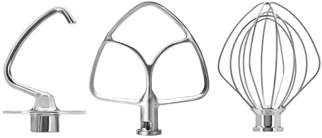 Accessoires De Mixage Compatibles Avec Le Batteur Sur Socle À Tête Inclinable Kitchenaid 4,5-5 QT, Fouet À Fil En Acier Inoxydable K45WW, Crochet Pétrisseur K45DH, Batteur À Bord Plat