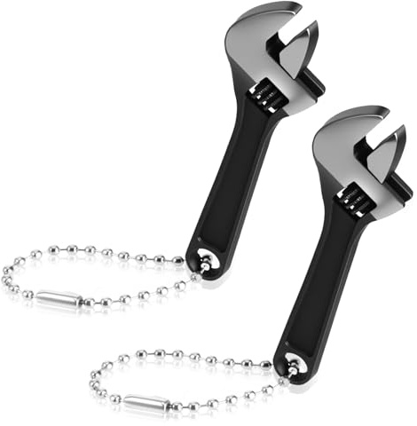 Yuanchu 2 Pcs, 2.5'' Mini Adjustable Wrench, Tiny Wrench Keychain Tool Locking Stainless Steel Hand Knurl Tool with Chain for Micro Repair | Locking Stainless Steel Hand Knurl Tool, with Chain for Micro Repair