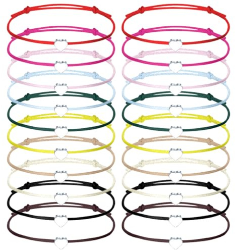20 Pièces Bracelets de Corde Bracelets D'amitié Tressés Amour Bracelets Réglables pour Femmes Hommes Enfants Cadeau pour Enfant Femme Homme (B)
