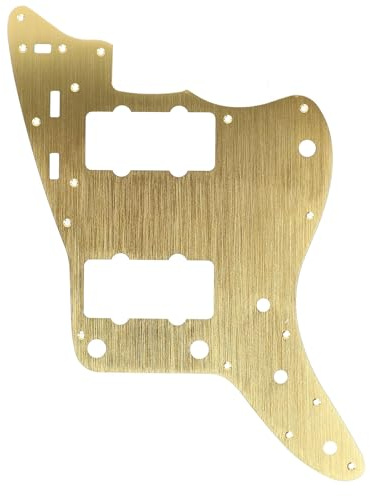 E -Gitarren -Pickguard Scratch Plate 13 Löcher Aluminiumlegierung Gitarre Anti -Scratch -Guard -Teller Ersatzteil für Jazzmaster Squier Classic Vibe Style Elektrogitarren (Schwarz) (Gold)