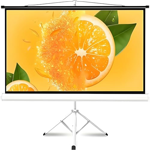 Pantalla de Proyector Portátil 60 Pulgadas con Trípode, Enrollable Manual Antiarrugas Pantalla de Cine en Casa, Oficina y Juegos(4:3)