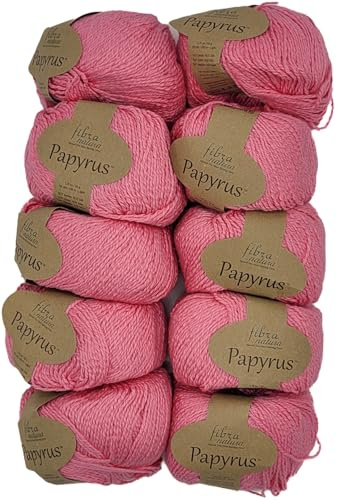 10x50 Gramm Ilkadim Export Papyrus Strickgarn Baumwolle Seide, Strickwolle einfarbig, 500g Baumwollgarn Seidengarn (rosa 229-07)