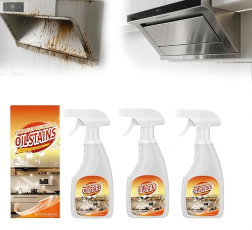 Spray desengrasante resistente para cocina, limpiador profesional de parrilla y estufa, elimina la grasa y el aceite difíciles de campanas, hornos, ollas, sartenes y superficies (3 piezas)
