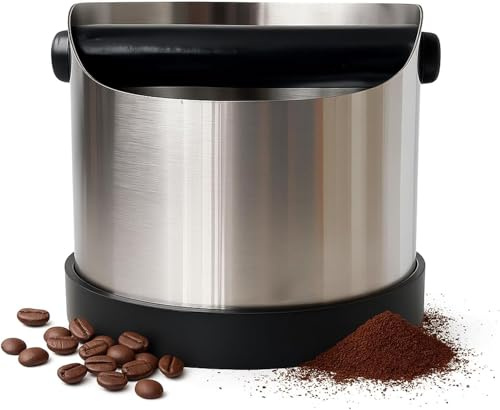 Ruikcoll Boîte À Café Knock en Acier Inoxydable,Boîte À Café,Récipient À Racler pour Porte-filtre,Récipient À Café avec Levier À Racler Amovible,Convient pour la Cuisine,le Bureau,le Restaurant,700ML
