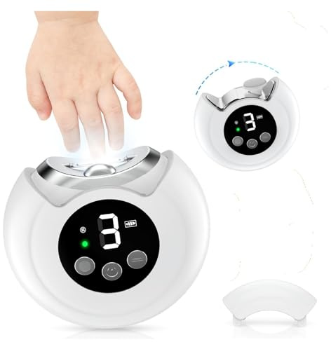 SAUVRANU Tagliaunghie elettrico, tagliaunghie per bambini con lima per unghie e ingranaggi a 3 velocità, tagliaunghie elettrico con luce LED e scatola portaoggetti, tagliaunghie automatico per bambini