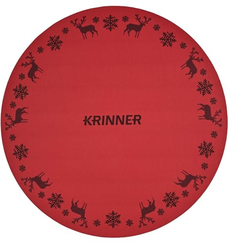 Krinner 24” Red Christmas Tree Mat - Waterproof, Absorbent Floor Protection Pad for Tree Stands - Anti-Slip, Scratch Resistant - Easy to Clean and Store, Designed for Holiday Use