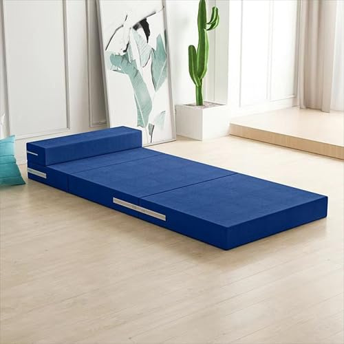 Vikbar enkelmadrass med halkfri design, bärbar tvättbar kudde, gästsäng för vuxna, campingmatta, tryckavlastning och stöd (200 x 100 x 8 cm)
