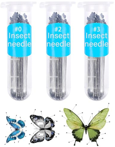 LOZTBUE Épingles à Insectes en Acier Inoxydable Taille - Lot de 300 Épingles pour Entomologie avec Têtes - Matériel de Collection de Spécimens pour Papillons