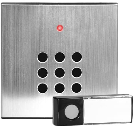 Heidemann Funkgong-Set HX Style (Sender+Empfänger, Lautstärke 4-stufig einstellbar bis 88 dB, mit optischen Rufsignal, Reichweite ca. 150 m, Türklingel, Türgong, Haustürklingel Set, Funkklingel) 70821