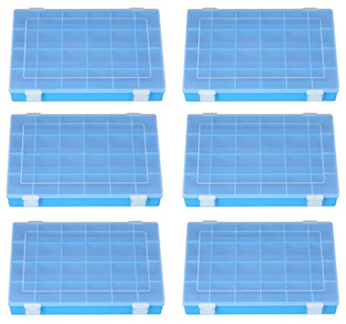6x Angelbox PRO blau 24 Fächer NEU Angelkoffer 6er-Set Boxen Kleinteile Box 6 St