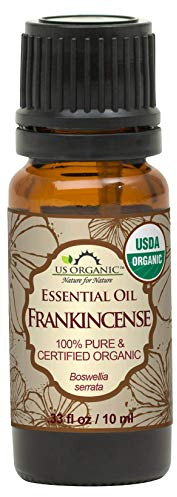 US Organic 100% Pure Frankincense Essential Oil, USDA Certified Organic, Steam Distilled, Boswellia serrata, Sourced from India, Topically or in Diffuser, Perfect for Aging Skin, All skin type (10 ml)