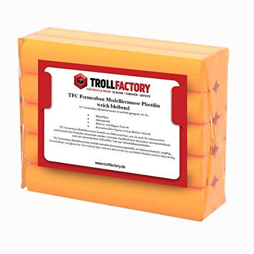 TFC Troll Factory Modelliermasse I Formenbau Plastilin I weich bleibend, orange I 2 x 250 g