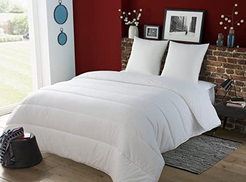 DODO - Pack Couette Tempérée 220x240 cm + 2 Oreillers 60x60 cm - Convient 2 Personnes - Tissu 100% Polyester - Garnissage Synthétique 100% Polyester Volupt'air - Lavable en Machine à 40°C