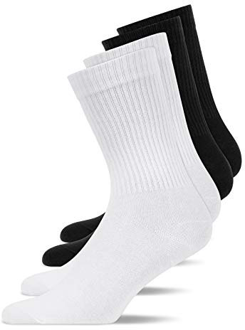 Snocks Herren & Damen Tennissocken (4x Paar) Lange Haltbarkeit Dank Bester Qualität, 03 Schwarz (2x) + Grau (2x) + Weiß (2x), 43 - 46