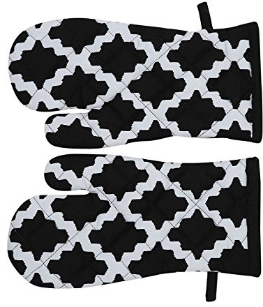 Penguin Home Diamant-gemusterte Ofenhandschuhe, Schwarz, 3178, 32 x 15 cm