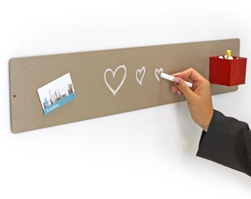 KalaMitica - Magnettafel für die Wand, Kreidetafel Magnetisch aus Stahl, beschreibbar mit Kreide und abwischbar, Pinnwand für Magnete - Beige - 14 x 70 cm